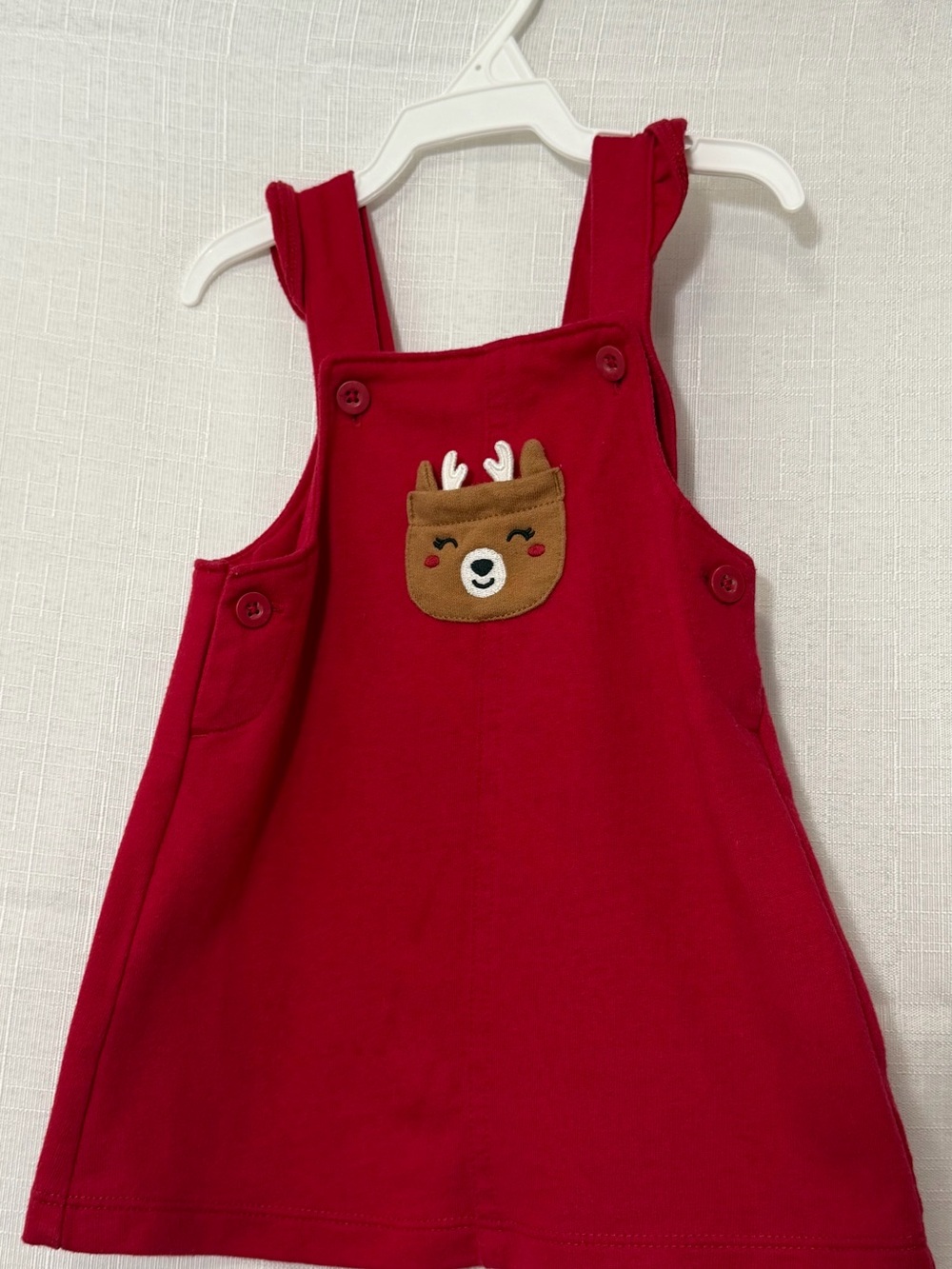 Carter's Red Pinafore Dress with Reindeer Pocket